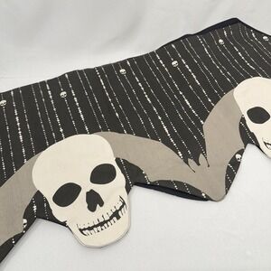 Vintage Late 90's Halloween Skull Bats Table Mantel Runner‎ Decor 90"